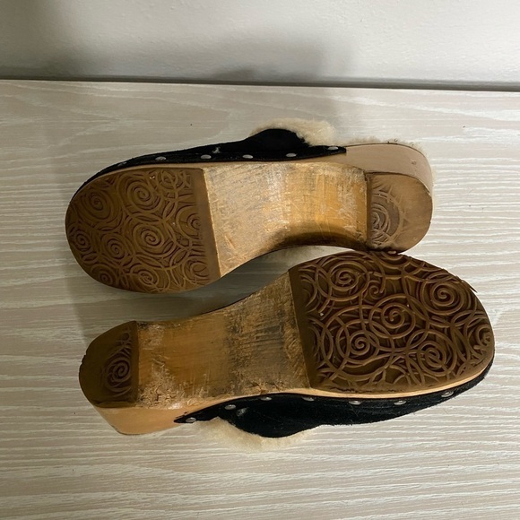 UGG Kalie 5426 Shearling Lines Black Suede Slip on Clogs - Picture 6 of 7